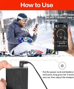 Podgrzewane skarpety 5 V/5000 mAh, możliwość ponownego ładowania, zdalne sterowanie aplikacją, męskie i damskie, 13 716B9RQiJL. AC SX522