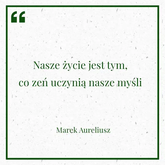 Grafika z Myślą dnia na 6 sierpnia "Nasze życie jest tym, co zeń uczynią nasze myśli" - Marek Aureliusz