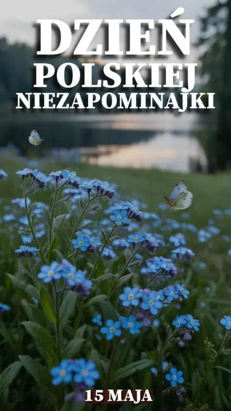 Ilustracja na wspomnienie o obchodach w Polsce Dnia Polskiej Niezapominajki dnia 15 maja w blogu Moje Quo Vadis - mojequovadis.pl | PpiotrR.pl