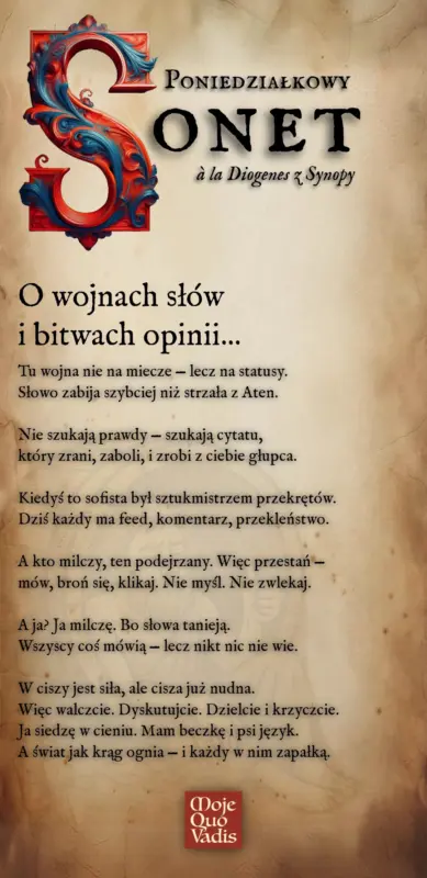 Poniedzialkowy Sonet na 19 maja O wojnach slow i bitwach opinii