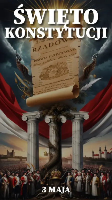 Ilustracja na wspomnienie o obchodach narodowego święta uchwalenia Konstytucji 3 maja w blogu Moje Quo Vadis - mojequovadis.pl | PpiotrR.pl