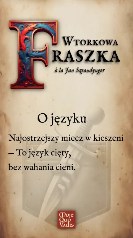 Wtorkowa Fraszka na 6 maja à la Jan Sztaudynger - "O języku - Najostrzejszy miecz w kieszeni — To język cięty bez wahania cieni."