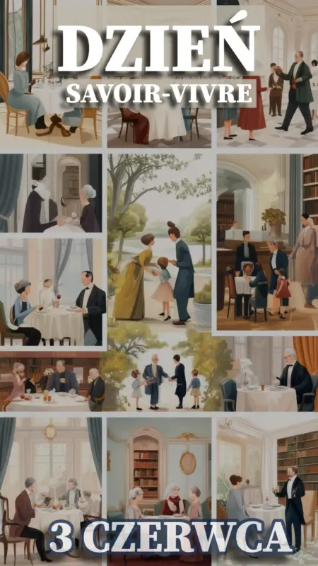 Ilustracja na wspomnienie o obchodach 3 czerwca Dnia Savoir-Vivru w blogu Moje Quo Vadis - mojequovadis.pl | PpiotrR.pl