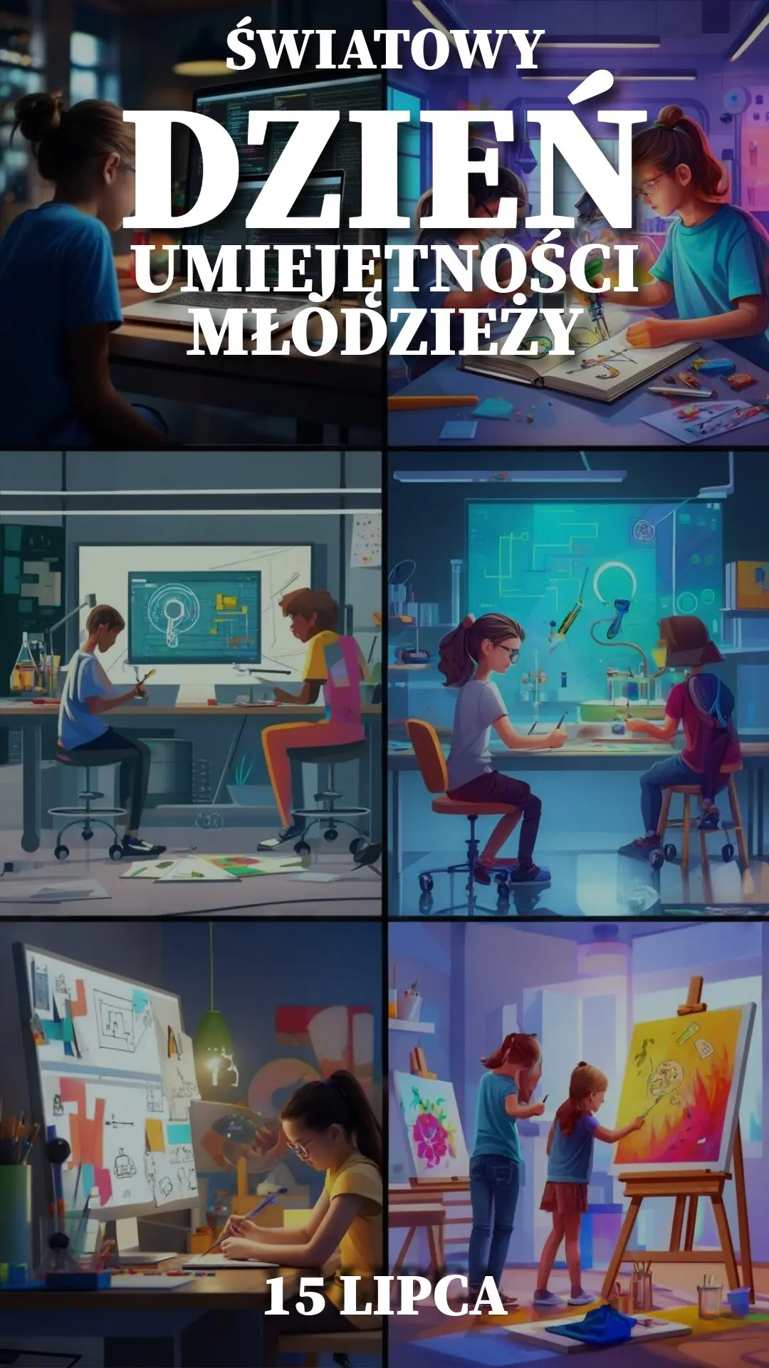 Ilustracja na wspomnienie o obchodach 15 lipca Światowego Dnia Umiejętności Młodzieży w blogu Moje Quo Vadis - mojequovadis.pl | PpiotrR.pl