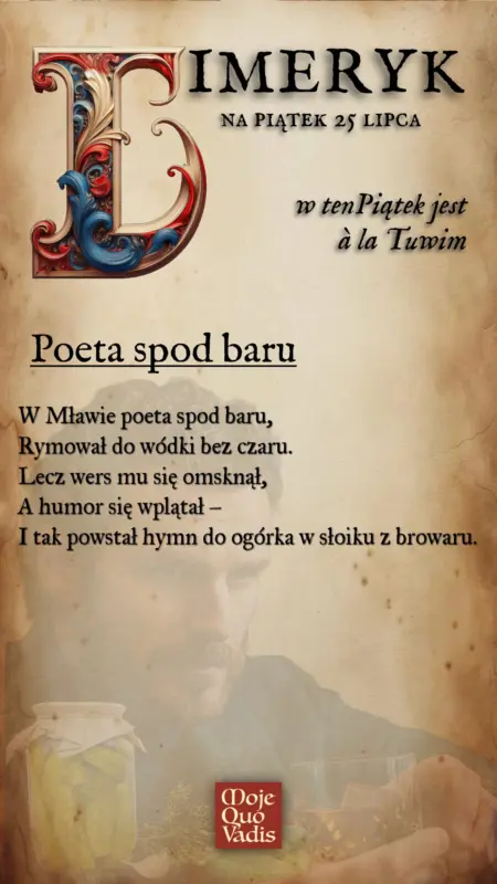 Piatkowy Limeryk w stylu Tuwima na 25 lipca – Poeta spod baru
