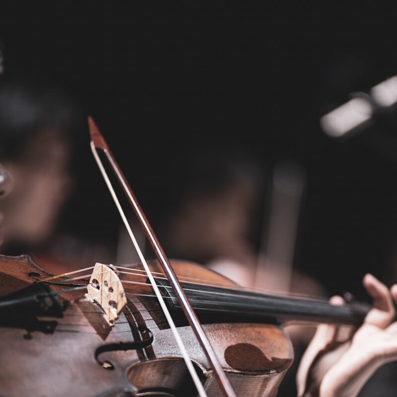 a close up of a person playing a violin