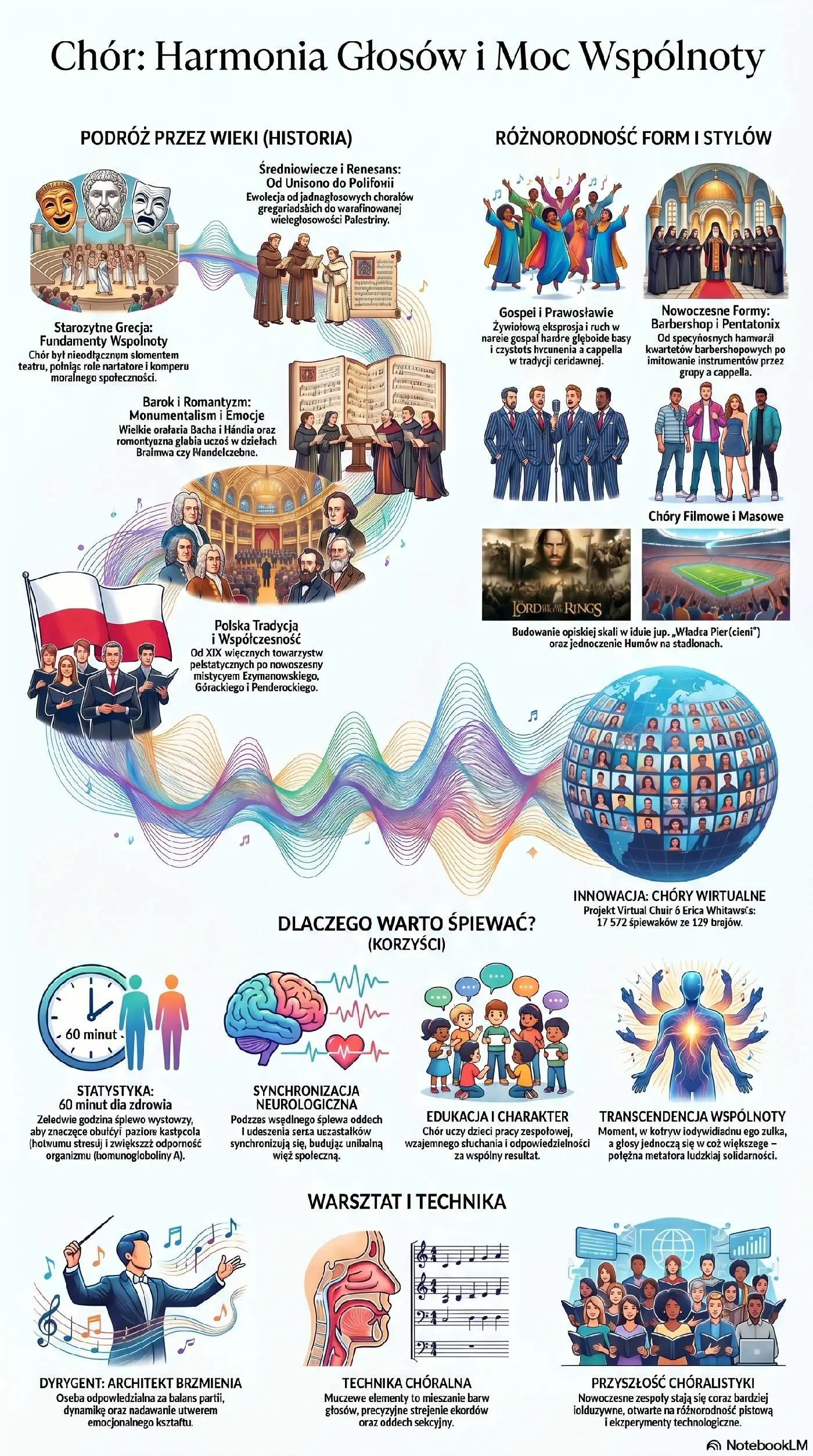 Chór, harmonia i moc wspólnoty - infografika pionowa