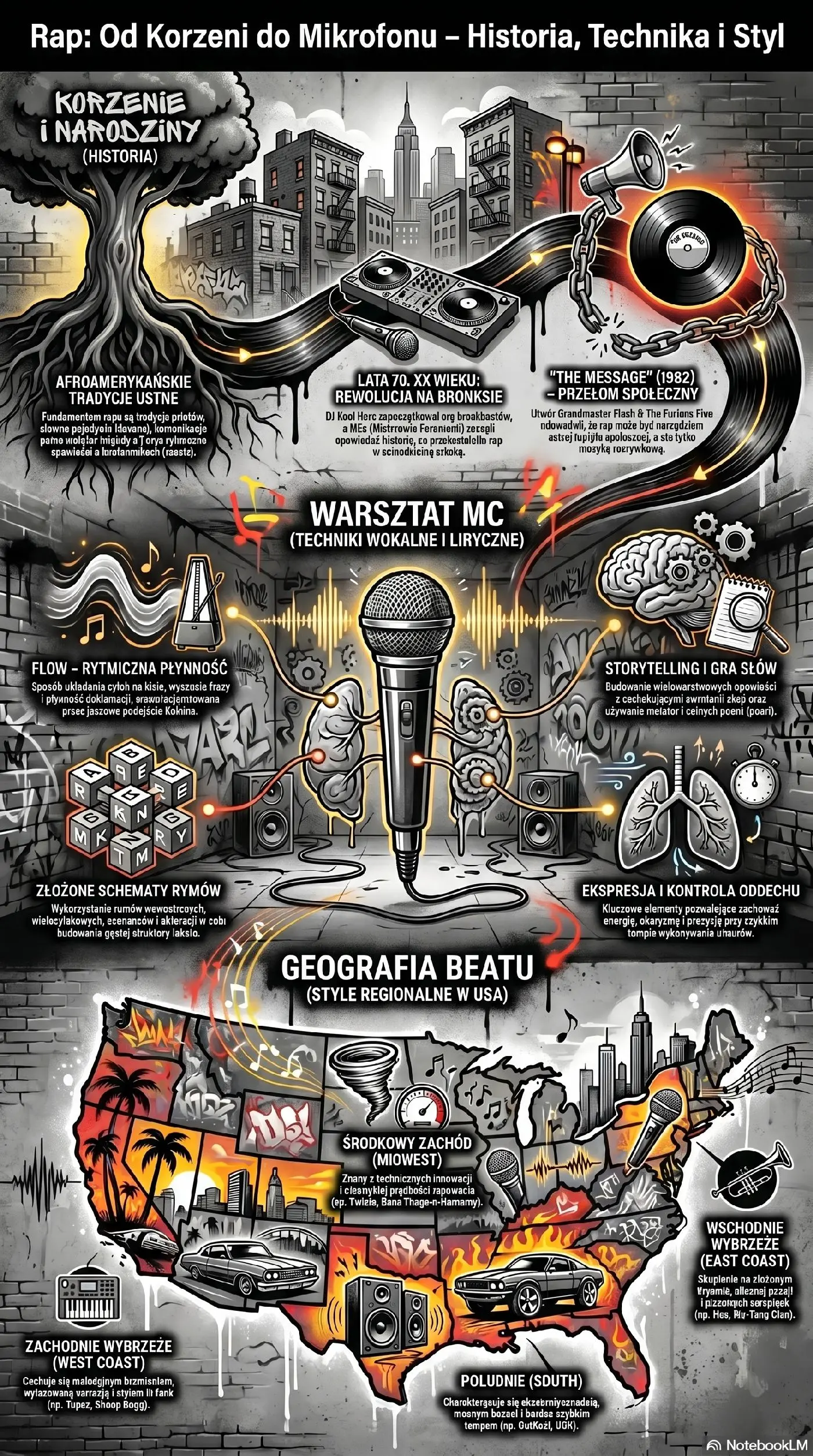 Rap - historia technika i styl - infografika