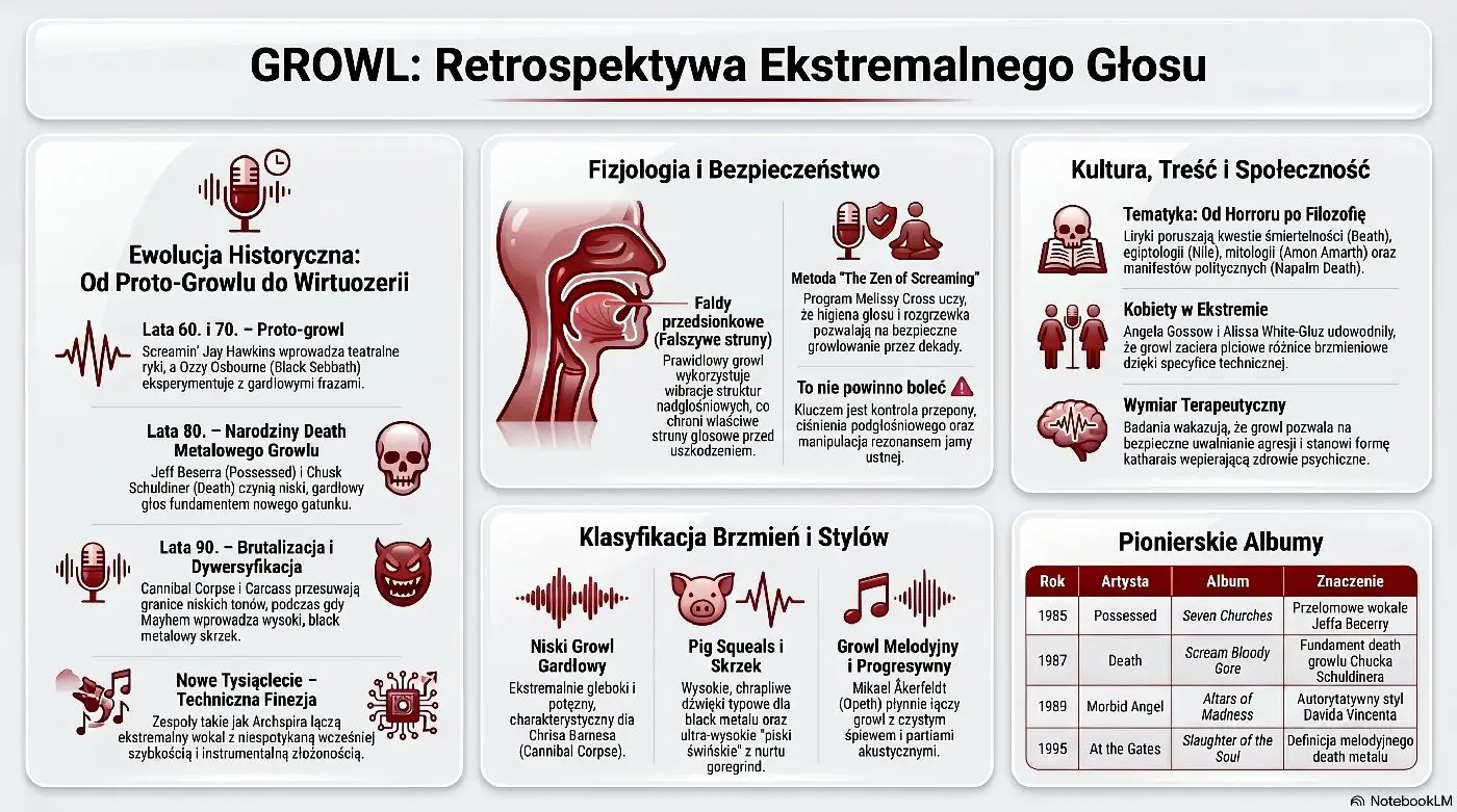 Ewolucja i technika śpiewu growl - infografikaEwolucja i technika śpiewu growl - infografika