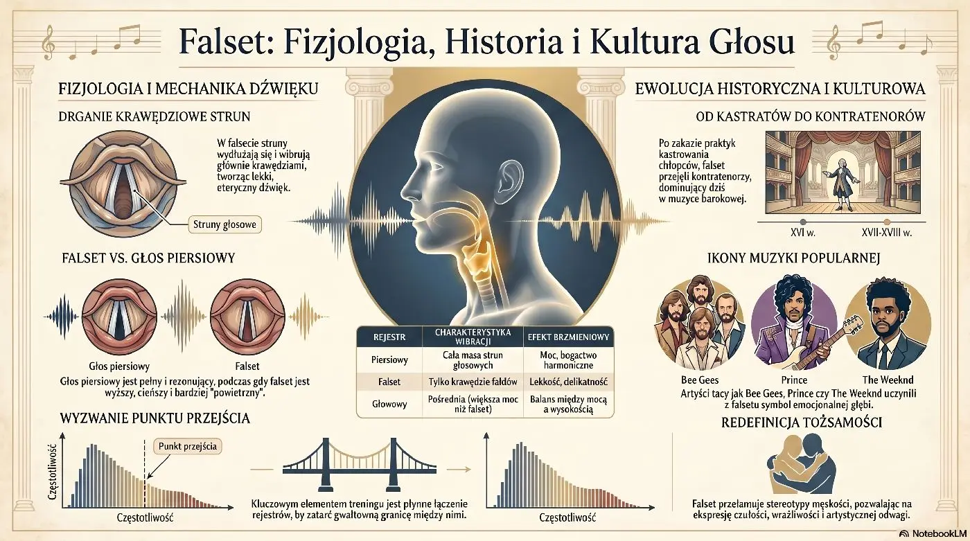 Falset fizjologia, historia i kultura - infografika
