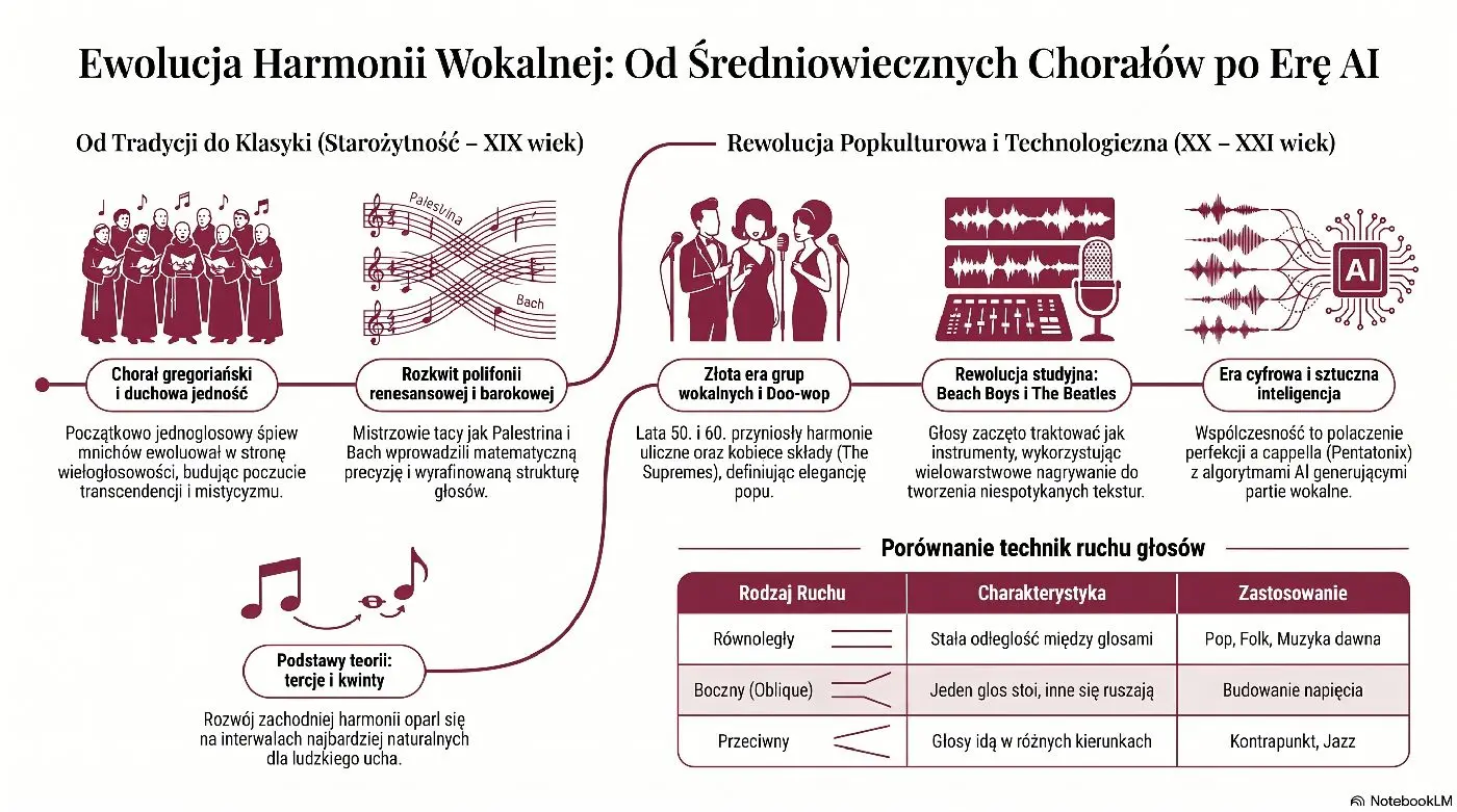Historia ewolucji harmonii wokalnej - infografika